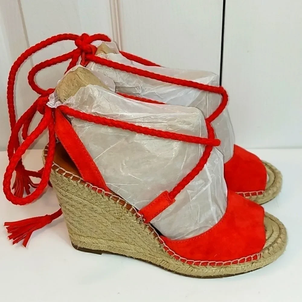 Joie Phyllis Suede Lace-Up Wedge Espadrille Sandal